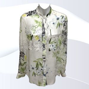 BCBG MaxAzria silk flower blouse